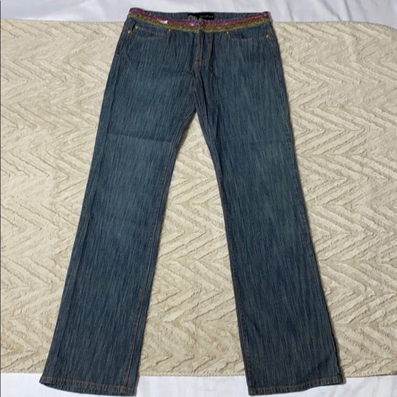 Eckered Sequin Waist Jeans Size 13 - Picture 3 of 10